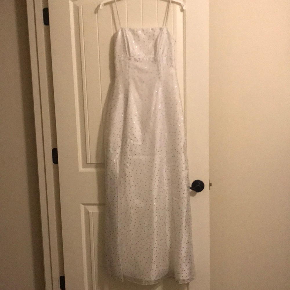 White floor length gown